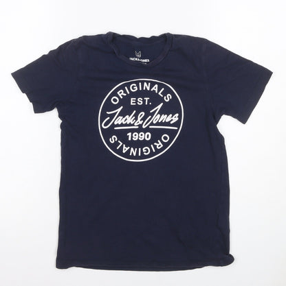 Jack & Jones Boys Blue 12 Years Logo Graphic Jersey T-Shirt