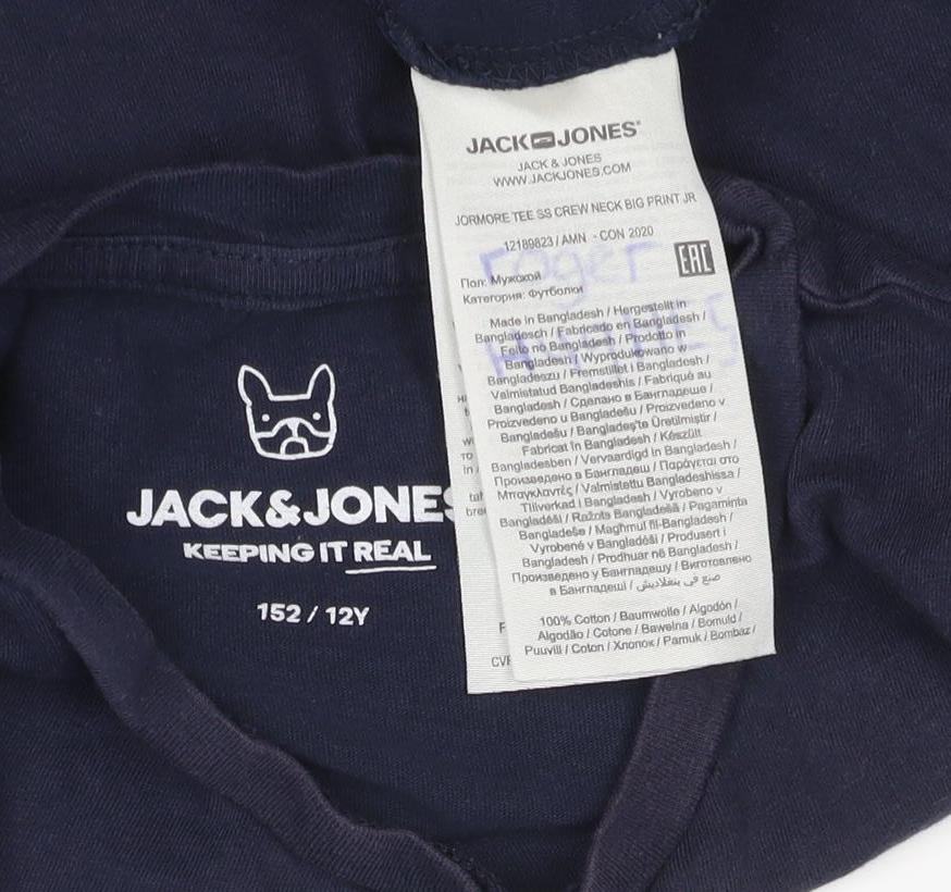 Jack & Jones Boys Blue 12 Years Logo Graphic Jersey T-Shirt