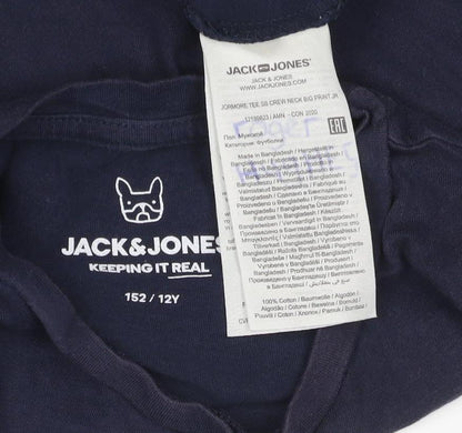 Jack & Jones Boys Blue 12 Years Logo Graphic Jersey T-Shirt