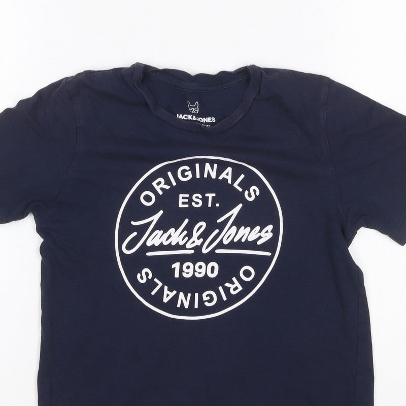 Jack & Jones Boys Blue 12 Years Logo Graphic Jersey T-Shirt