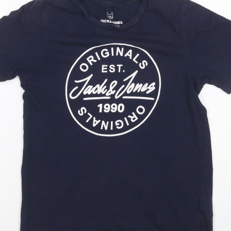 Jack & Jones Boys Blue 12 Years Logo Graphic Jersey T-Shirt
