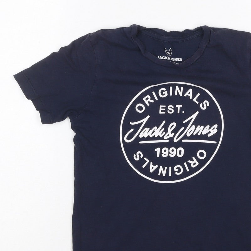 Jack & Jones Boys Blue 12 Years Logo Graphic Jersey T-Shirt