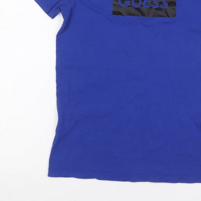 Guess Kids Boys Blue Black Logo Mesh Sleeve T-Shirt Age 12 Years Jersey