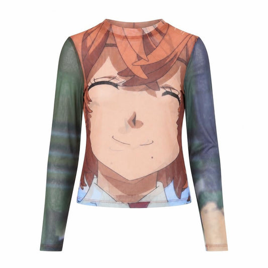 Bershka Women Multicoloured S Cropped Mesh Tokyo Revengers Anime Top