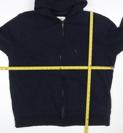 Marks & Spencer Mens Blue XL Full Zip Hooded Fleece Hoodie