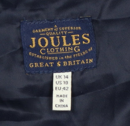 Joules Women Blue UK 14 Quilted Puffer Jacket Zip Padded Gold Trim