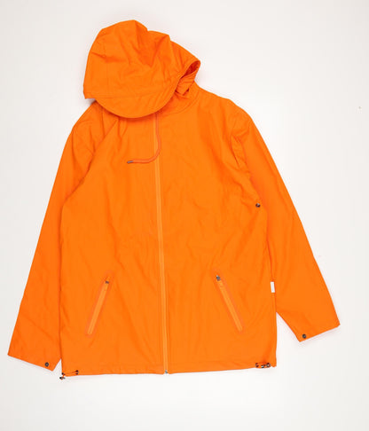 Rains Unisex Orange M Hooded Waterproof Rain Coat Jacket