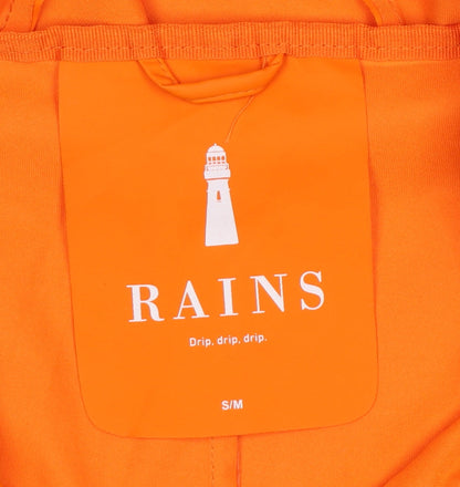 Rains Unisex Orange M Hooded Waterproof Rain Coat Jacket