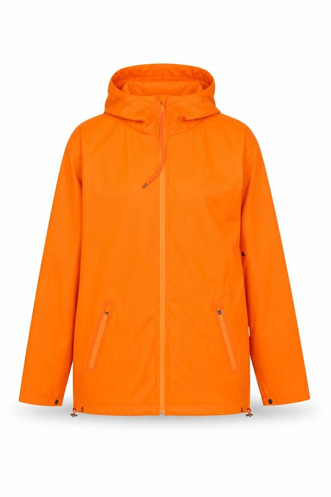 Rains Unisex Orange M Hooded Waterproof Rain Coat Jacket