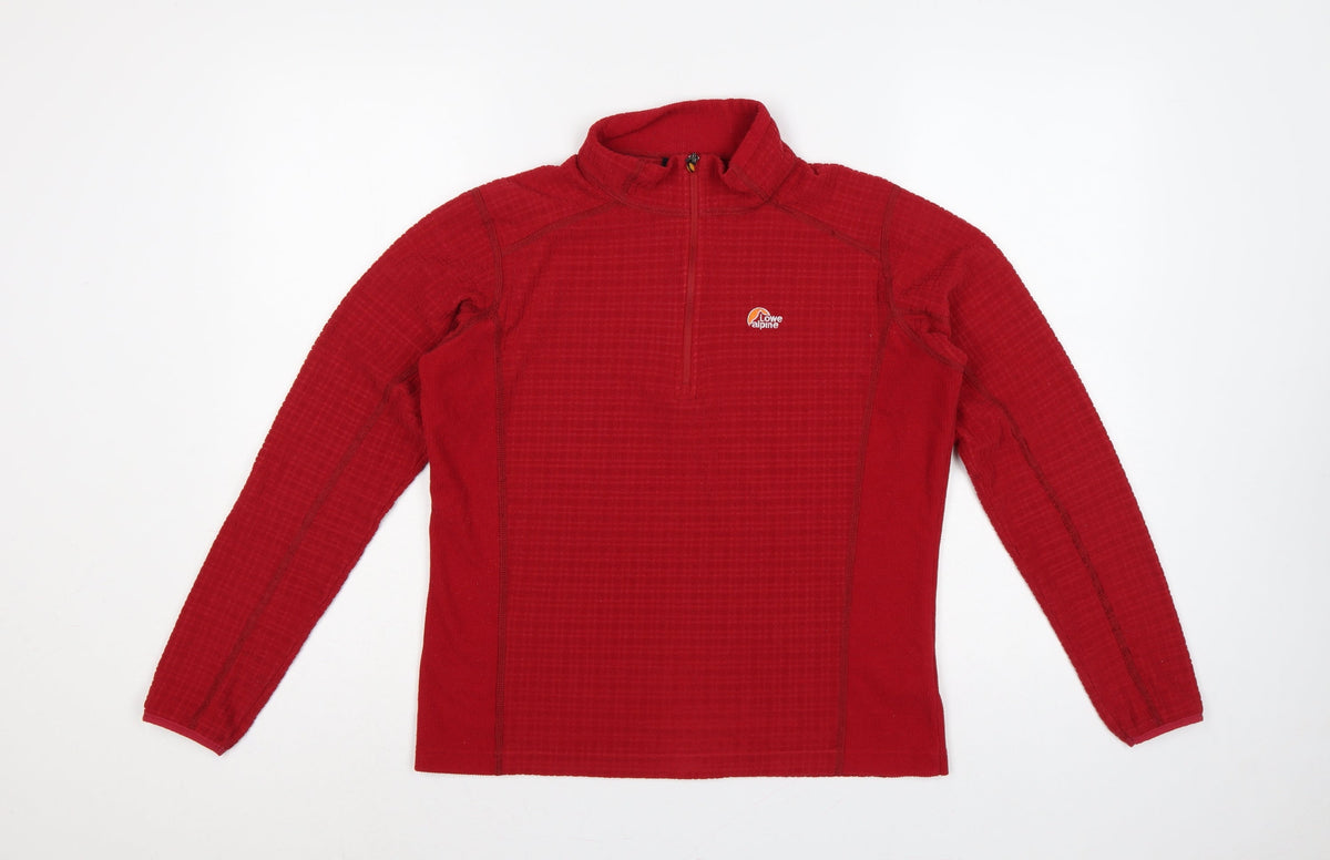 Lowe Alpine Women Red M 1/4 Zip Fleece Sweatshirt Hiking
