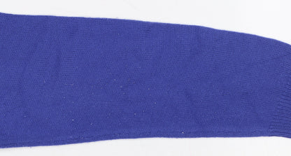 Damart Women Blue UK 20 V-Neck Long Sleeve Acrylic Knit Jumper