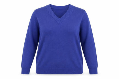Damart Women Blue UK 20 V-Neck Long Sleeve Acrylic Knit Jumper