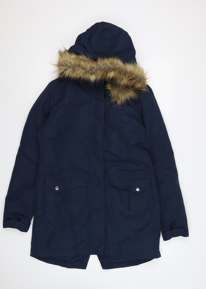 Mountain Warehouse Women’s Blue UK 10 Waterproof Faux Fur Trim Parka Coat