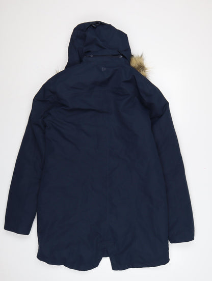 Mountain Warehouse Women’s Blue UK 10 Waterproof Faux Fur Trim Parka Coat