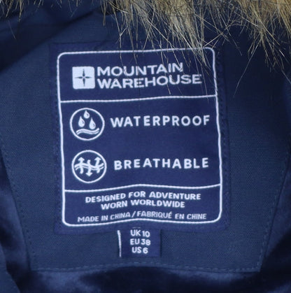 Mountain Warehouse Women’s Blue UK 10 Waterproof Faux Fur Trim Parka Coat