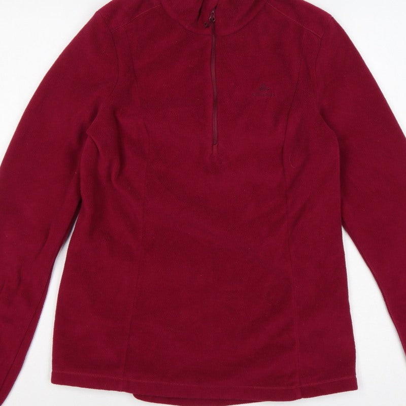 Decathlon Quechua Women’s Red M 1/2 Zip Fleece Pullover Sweatshirt