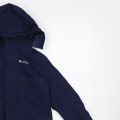 Mountain Warehouse Boys Blue 7-8 Years Waterproof Hooded Parka Jacket