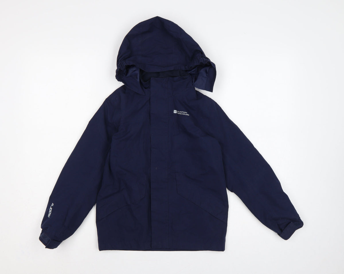 Mountain Warehouse Boys Blue 7-8 Years Waterproof Hooded Parka Jacket