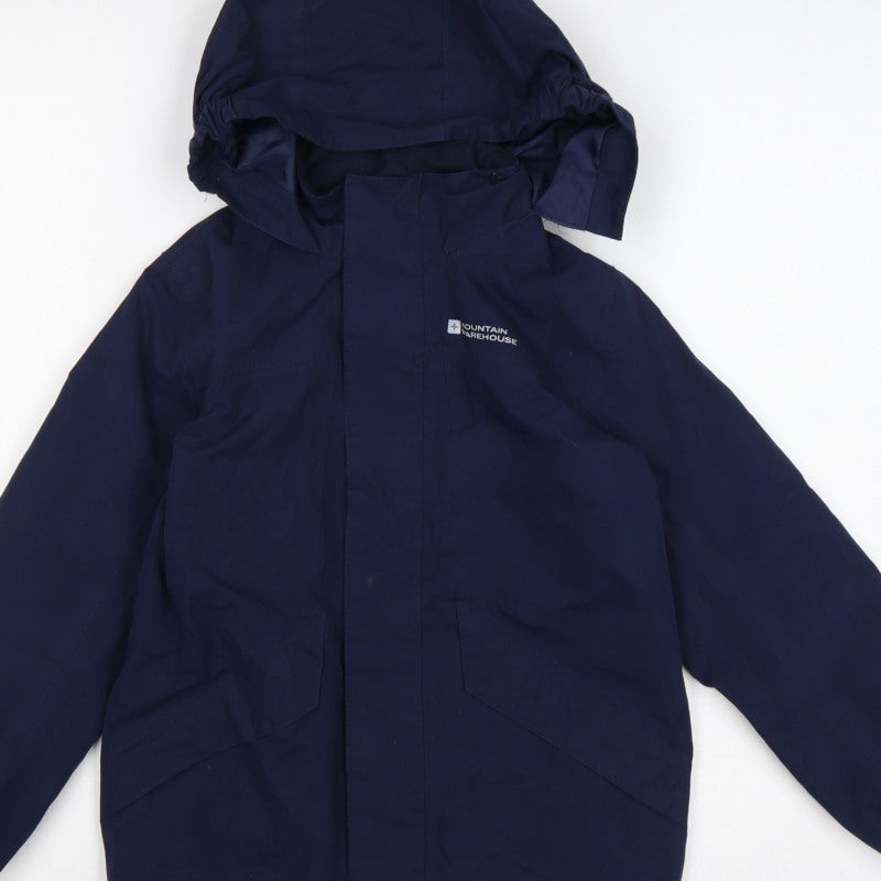Mountain Warehouse Boys Blue 7-8 Years Waterproof Hooded Parka Jacket