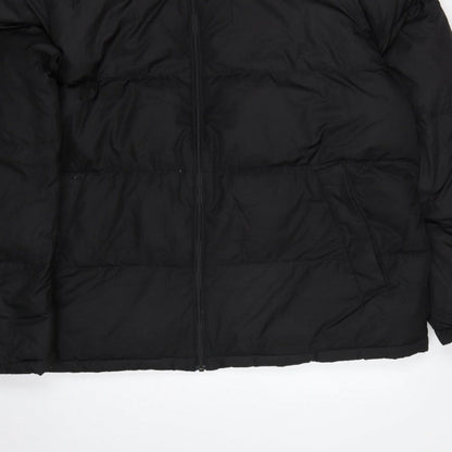 Lands' End Women Black XL Hooded Down Puffer Jacket Quilted
