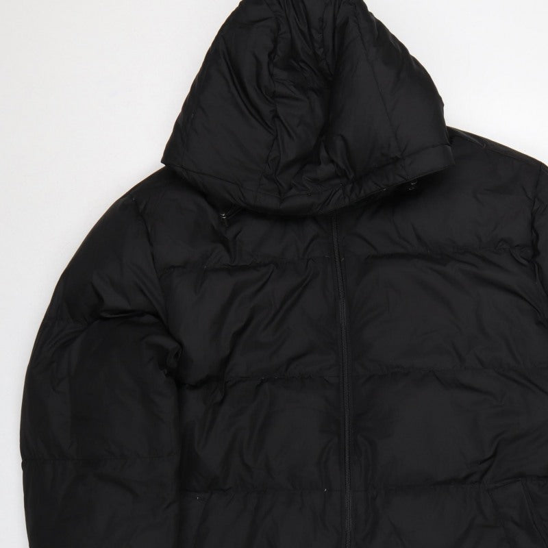 Lands' End Women Black XL Hooded Down Puffer Jacket Quilted