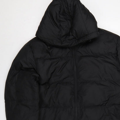 Lands' End Women Black XL Hooded Down Puffer Jacket Quilted