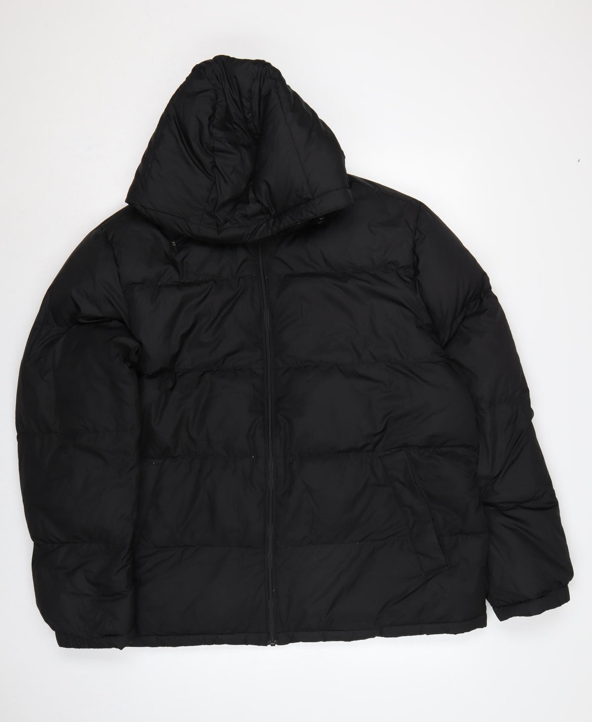Lands' End Women Black XL Hooded Down Puffer Jacket Quilted