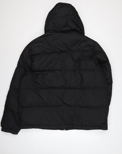 Lands' End Women Black XL Hooded Down Puffer Jacket Quilted
