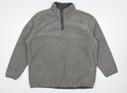 Ethic Storm Men’s Grey 2XL 1/4 Zip Fleece Pullover Sweatshirt