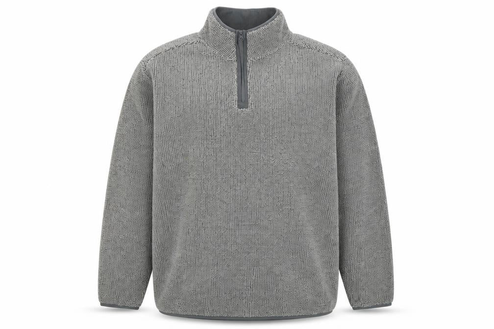 Ethic Storm Men’s Grey 2XL 1/4 Zip Fleece Pullover Sweatshirt