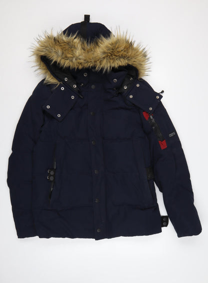 Superdry Men’s Navy M Premium 9010 Down Fur Hood Parka Jacket