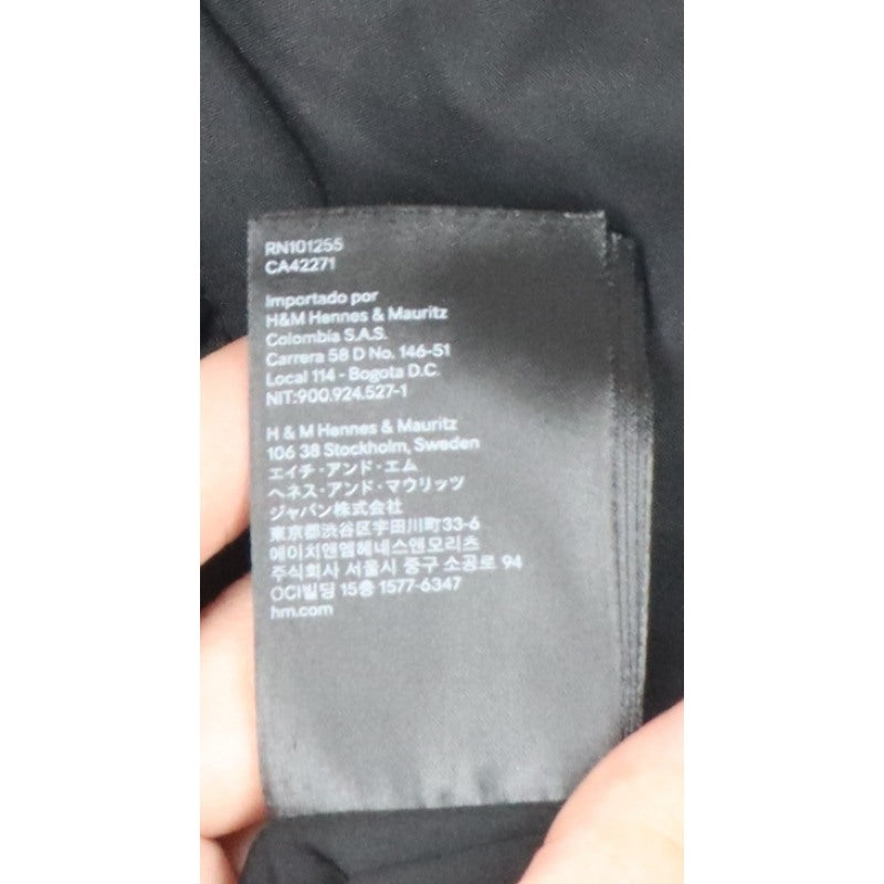 H&M Women’s Black S Long Quilted Down Puffer Coat Snap Fastenings