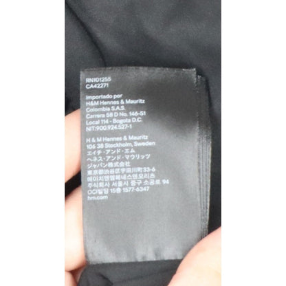 H&M Women’s Black S Long Quilted Down Puffer Coat Snap Fastenings