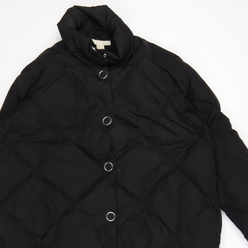 H&M Women’s Black S Long Quilted Down Puffer Coat Snap Fastenings
