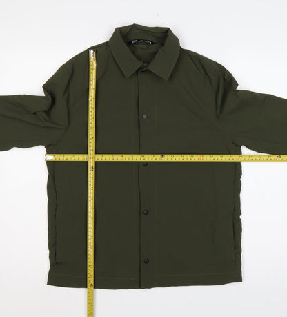 Zara Men's Khaki Green M Basic Jacket Lightweight Snap Fasten