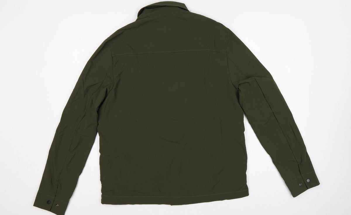 Zara Men's Khaki Green M Basic Jacket Lightweight Snap Fasten