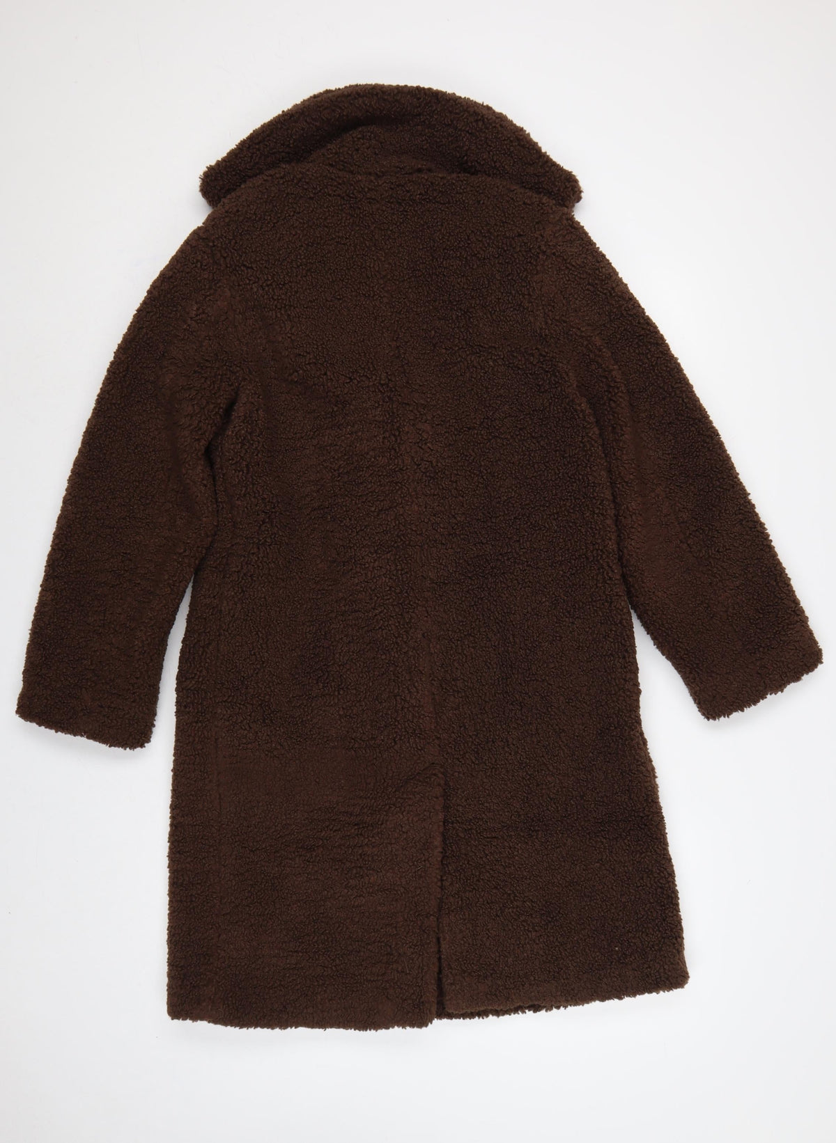 New Look Women Brown UK 6 Petite Teddy Borg Long Overcoat