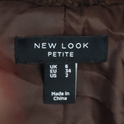 New Look Women Brown UK 6 Petite Teddy Borg Long Overcoat