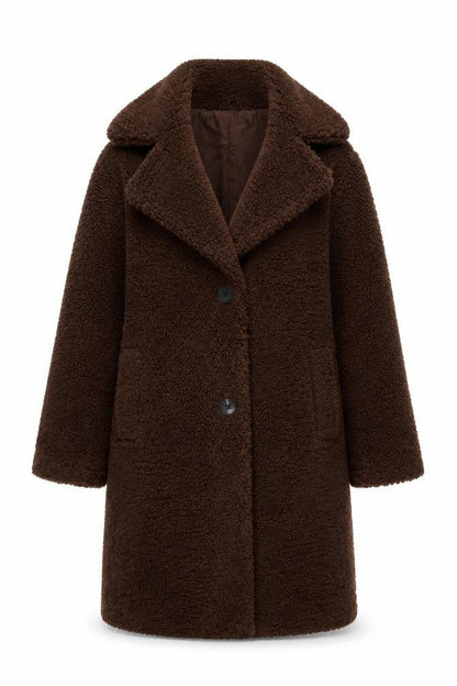 New Look Women Brown UK 6 Petite Teddy Borg Long Overcoat