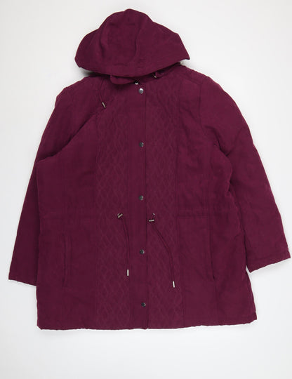 Bonmarché Women’s Purple Size 22 Hooded Parka Coat Insulated Mid-Length