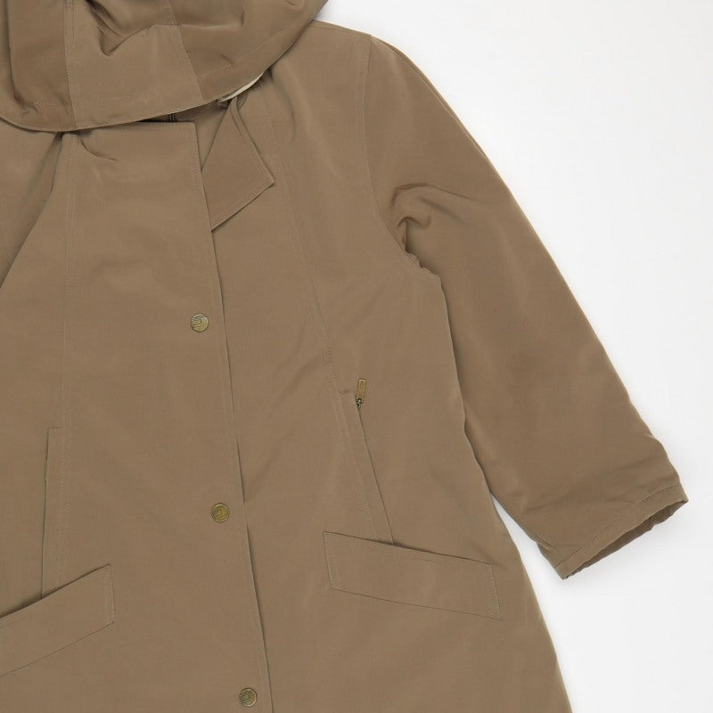 Jacques Vert Women Brown M Hooded Long Overcoat Lined Button Coat