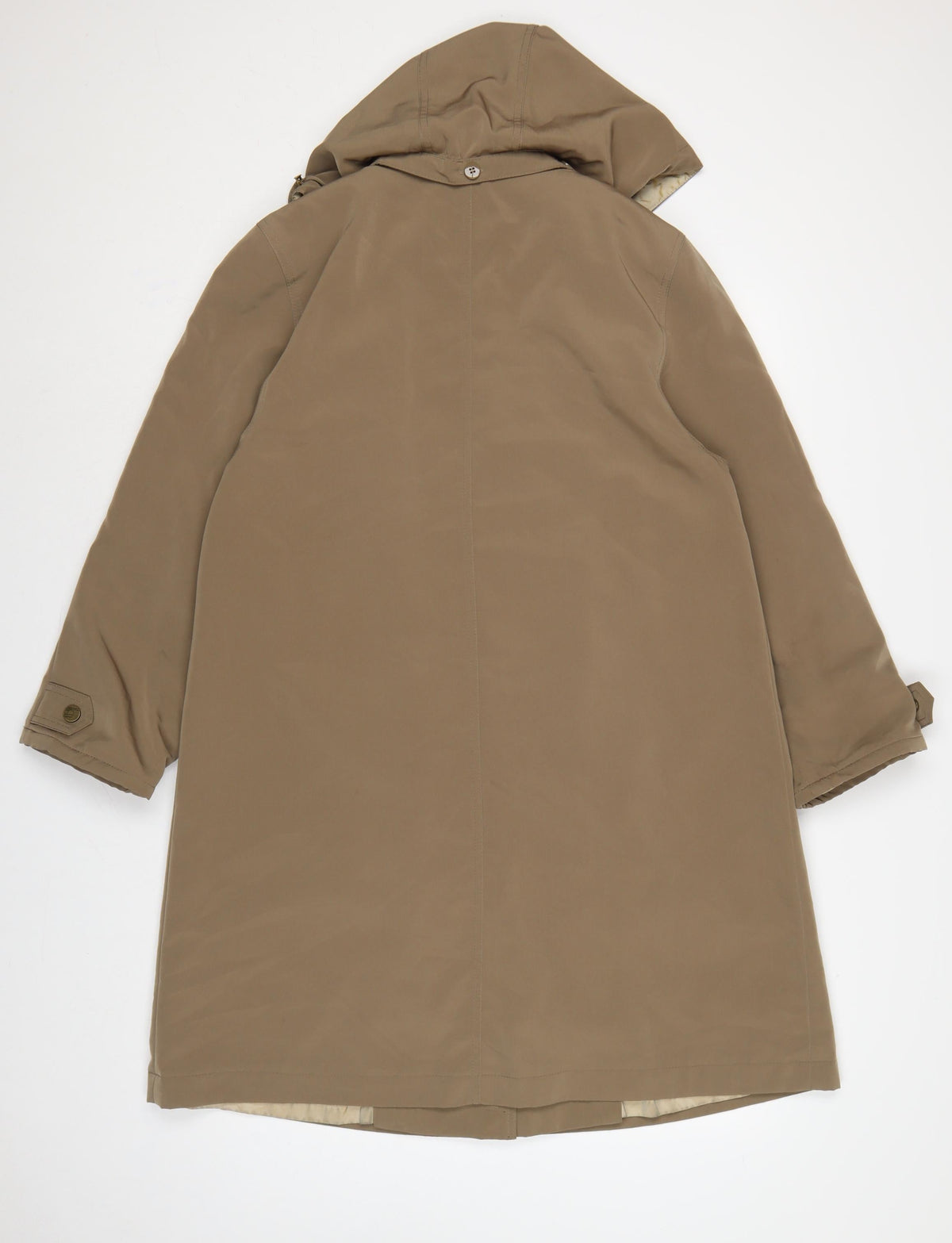 Jacques Vert Women Brown M Hooded Long Overcoat Lined Button Coat