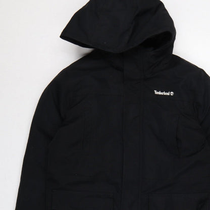 Timberland Teens Black XS Hooded Parka Coat Insulated Logo