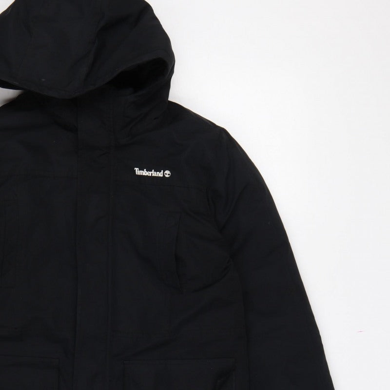 Timberland Teens Black XS Hooded Parka Coat Insulated Logo