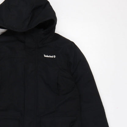 Timberland Teens Black XS Hooded Parka Coat Insulated Logo