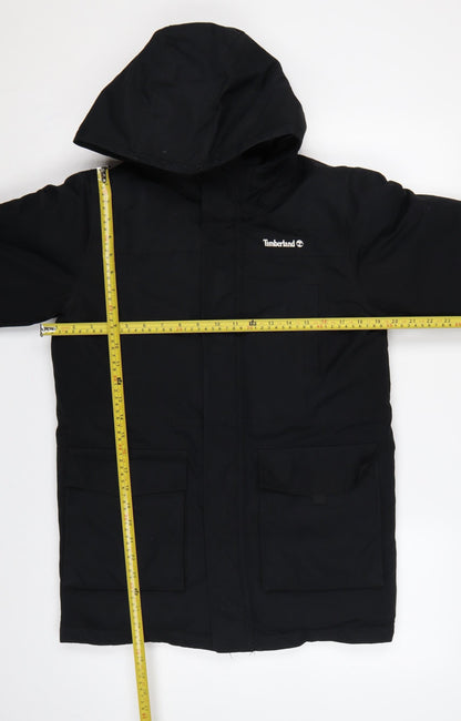 Timberland Teens Black XS Hooded Parka Coat Insulated Logo