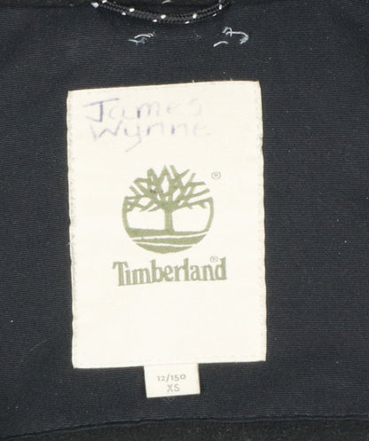 Timberland Teens Black XS Hooded Parka Coat Insulated Logo