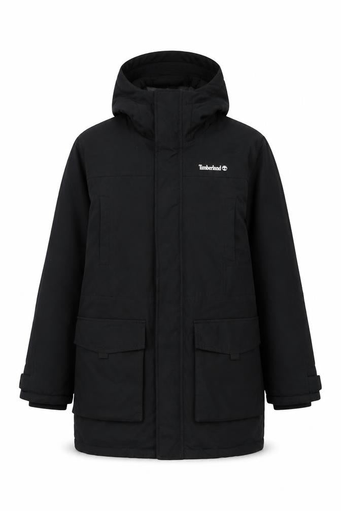 Timberland Teens Black XS Hooded Parka Coat Insulated Logo