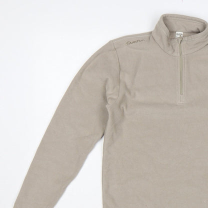 Quechua Boys Beige 14 Years Fleece 1/4 Zip High Neck Sweatshirt