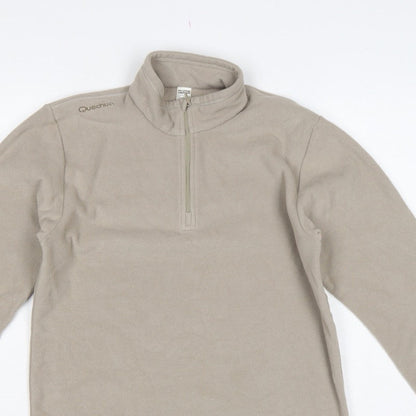 Quechua Boys Beige 14 Years Fleece 1/4 Zip High Neck Sweatshirt